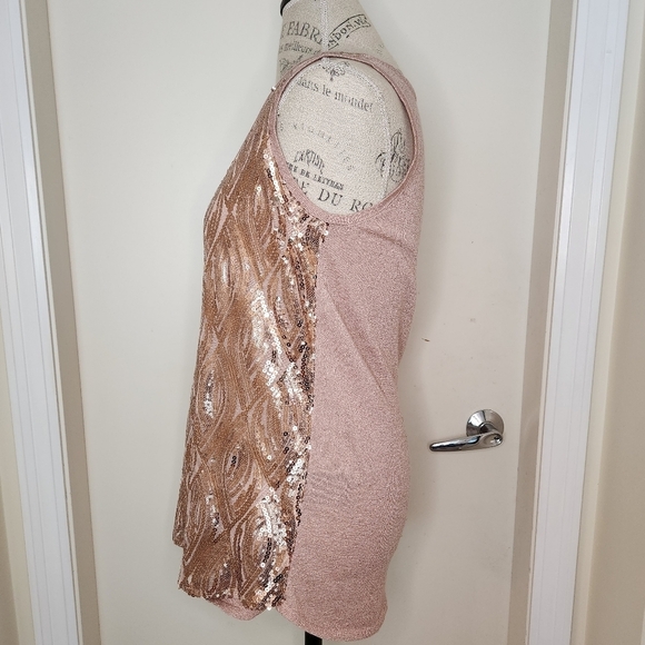 Rose gold sequin scoop neck top - Picture 3 of 10